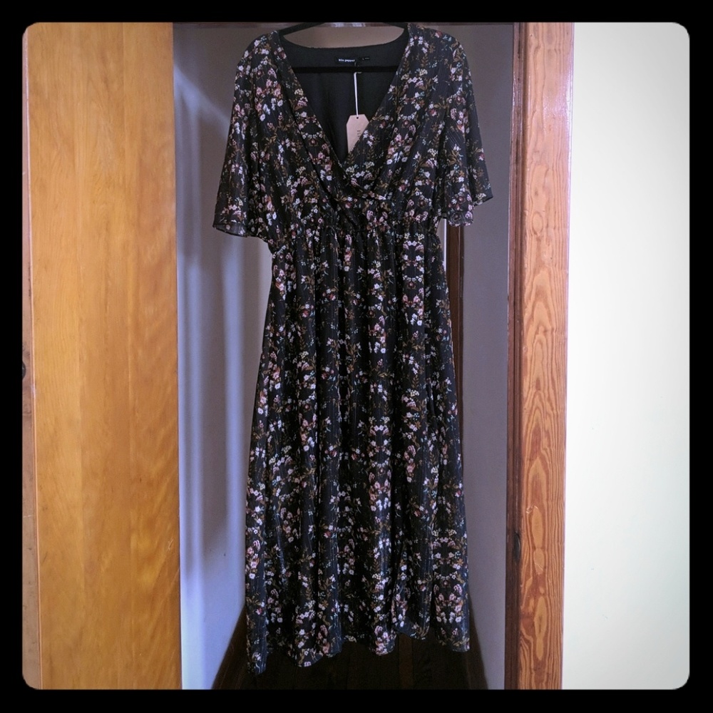 Blu Pepper Floral and Metallic Dress